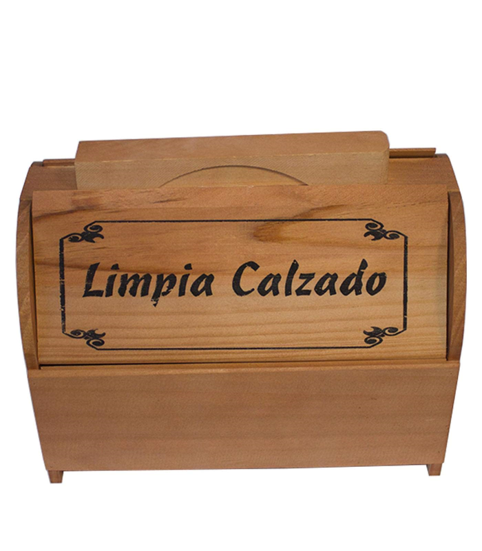 Artema - Caja limpia calzado de madera 21,5 x 25,8 x 15,8 cm, recipiente de madera para guardar betún, cepillos, trapos, utensilios limpiar zapatos con asa y tapas a los lados