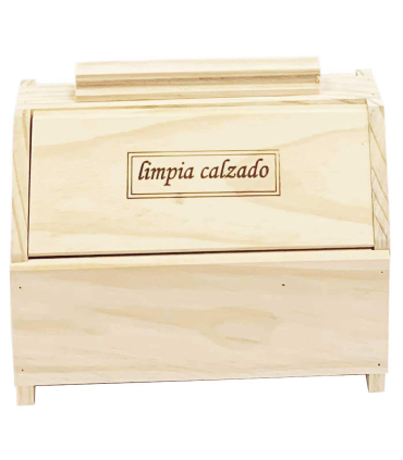 Tradineur - Caja de madera limpia calzado 20,7 x 24,5 x 14,9 cm, recipiente madera para utensilios de limpiar zapatos con asa y tapas a los lados, color aleatorio