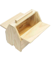 Tradineur - Caja de madera limpia calzado 20,7 x 24,5 x 14,9 cm, recipiente madera para utensilios de limpiar zapatos con asa y tapas a los lados, color aleatorio