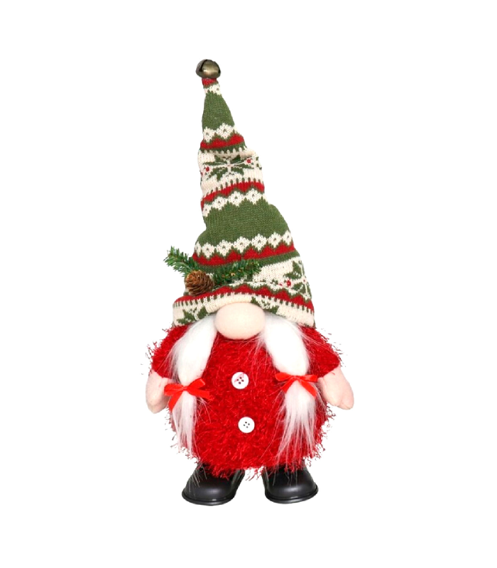 Tradineur - Gnomo Navideño bailarín con leds - Fabricado en Poliéster - Decoración para temporada Navideña - 40 cm - Modelo Surtido