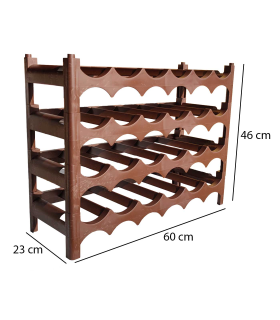 Tradineur - Botellero de plástico apilable para 24 botellas con 4 filas de 6 botellas 46 x 60 x 23 cm (alto x ancho x profundo) color marrón