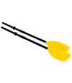 Tradineur - Set de 2 remos desmontables ligeros, plástico fuerte, fácil montaje, palas estriadas para barca, kayak, piragua (Amarillo y negro, 124 cm)