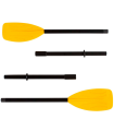 Tradineur - Set de 2 remos desmontables ligeros, plástico fuerte, fácil montaje, palas estriadas para barca, kayak, piragua (Amarillo y negro, 124 cm)