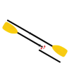 Tradineur - Set de 2 remos desmontables ligeros, plástico fuerte, fácil montaje, palas estriadas para barca, kayak, piragua (Amarillo y negro, 124 cm)