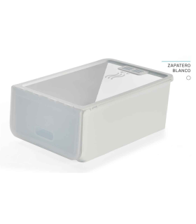 Tradineur - Caja de zapatos - Fabricado en plástico - Ideal para la organización y guardado de calzados - 14 x 23,7 x 34,5 cm - Color Blanco