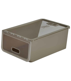 Tradineur - Caja de zapatos - Fabricado en plástico - Ideal para la organización y guardado de calzados - 14 x 23,7 x 34,5 cm - Color Marrón Topo