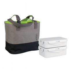 Tradineur - Bolsa isotérmica porta alimentos. Con asa y bandolera. (1200 + 1000 ml). Incluidos dos recipientes herméticos válido