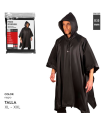 Tradineur - Poncho de moto impermeable con capucha - Fabricado al 100% poliéster - Costura termoselladas - Talla XL, XXL - Color Negro