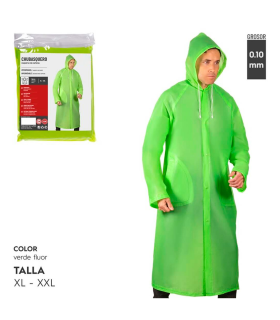 Tradineur - Chubasquero con capucha - Fabricado al 100% poliéster - Costura termoselladas - Talla XL, XXL - Color Verde