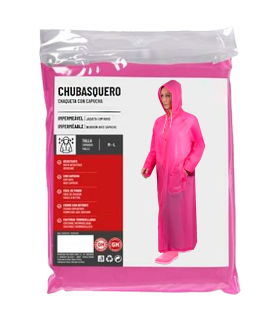 Tradineur - Chubasquero con capucha - Fabricado al 100% poliéster - Costura termoselladas - Talla M, L - Color Rosa