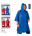 Tradineur - Poncho impermeable con capucha para deportes - Fabricado 100% poliéster - Alta densidad y revestimiento - Talla XL - XXL (Color Azul)