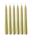 Tradineur - Pack de 6 velas espiral, cirios de mesa alargados, cera y mecha de algodón, rituales y ceremonias, decoración, Navidad, fiestas, bodas (Dorado, 20 cm)