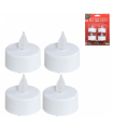 Tradineur - Pack de 4 velas de té LED, tealights con luz, plástico, funcionan con pilas, decoración del hogar, Navidad, fiestas (Blanco - 4 x 4 cm)