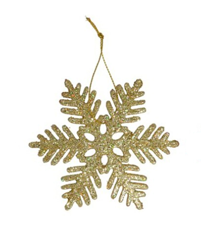 Tradineur - Copo de nieve colgante con glitter, plástico, purpurina brillante, adorno, árbol de Navidad, decoración festiva, hogar, Ø 10 cm, color aleatorio