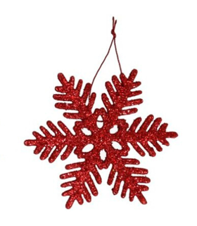 Tradineur - Copo de nieve colgante con glitter, plástico, purpurina brillante, adorno, árbol de Navidad, decoración festiva, hogar, Ø 10 cm, color aleatorio