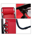 Tradineur - Silla / Tumbona plegable de acero, reclinable, reposacabezas acolchado, tejido resistente. Color rojo. 90 x 66 x 108 cm