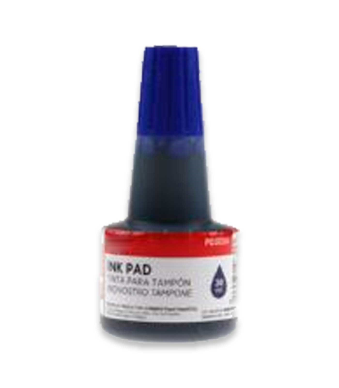 Tradineur - Bote de tinta con tampón - Bote fabricado en plástico - Capacidad de 30 ml - Color azul - Modelo aleatorio