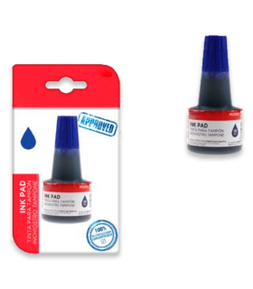 Tradineur - Bote de tinta con tampón - Bote fabricado en plástico - Capacidad de 30 ml - Color azul - Modelo aleatorio