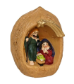 Tradineur - Mini nacimiento en nuez de resina, decoración Navidad, belén, pesebre, figura, adorno de sobremesa, estanterías, hogar, 5 x 7 cm