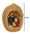 Tradineur - Mini nacimiento en nuez de resina, decoración Navidad, belén, pesebre, figura, adorno de sobremesa, estanterías, hogar, 5 x 7 cm