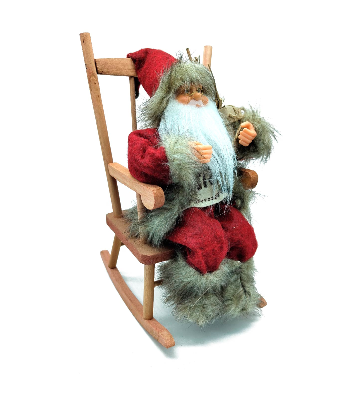 Tradineur - Figura de Santa Claus en mecedora - Fabricado en Madera y Poliéster - Decoración para temporada navideña - 35 x 15,5 x 21,6 cm