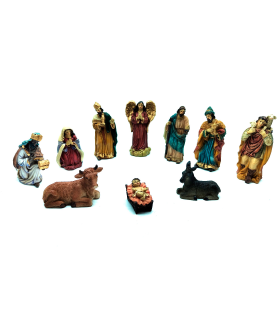 Tradineur - Set de 10 Figuras del Nacimiento del Jesús - Fabricado en Resina - Decoración para temporada Navideña - 12,5 - 6 cm