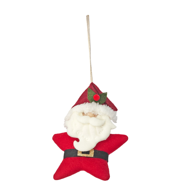 Tradineur - Colgante de figura de Navidad, poliéster, adorno para árbol, chimeneas, decoración festiva, hogar, 9,5 x 2,5 x 11,5 cm, modelo aleatorio