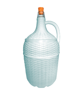 Tradineur - Garrafa de vidrio forrada en plástico, Incluye Tapón de corcho, Capacidad de 5 Litros, Diseño Mimbre, perfecta para servir refrescos, bebidas alcohólicas o incluso agua, Color Blanco