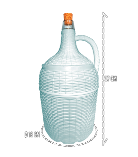 Tradineur - Garrafa de vidrio forrada en plástico, Incluye Tapón de corcho, Capacidad de 5 Litros, Diseño Mimbre, perfecta para servir refrescos, bebidas alcohólicas o incluso agua, Color Blanco