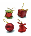 Tradineur - Sets de 14/16 piezas colgantes para árbol navideño - Fabricado en plástico - Decoración para temporada navideña - Tambor, bolas, bastón, regalos, etc. - Modelo Aleatorio