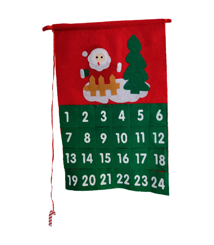 Tradineur - Calendarios de Adviento Navideño - Fabricado en Poliéster - Decoración para temporada navideña - 45 x 29 cm