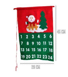 Tradineur - Calendarios de Adviento Navideño - Fabricado en Poliéster - Decoración para temporada navideña - 45 x 29 cm