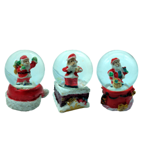 Tradineur - Bolas de cristal navideñas con Papa Noel - Fabricado en Resina y Cristal - Decoración para temporada navideña - Ø 4,5 x 7 cm - Modelo Surtido