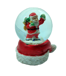 Tradineur - Bolas de cristal navideñas con Papa Noel - Fabricado en Resina y Cristal - Decoración para temporada navideña - Ø 4,5 x 7 cm - Modelo Surtido