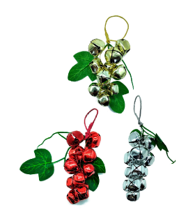 Tradineur - Colgante navideño de cascabeles de 13 cm - Fabricado en Metal y Plástico - Decoración para temporada navideña - Color Surtido (Dorado, Plateado y Rojo)