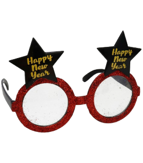 Tradineur - Gafas navideñas con diseño "Happy New Year" - Fabricado en plástico - 10 x 15 cm - Modelo Surtido