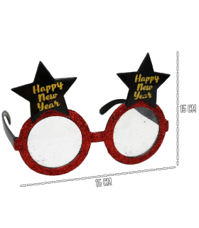 Tradineur - Gafas navideñas con diseño "Happy New Year" - Fabricado en plástico - 10 x 15 cm - Modelo Surtido