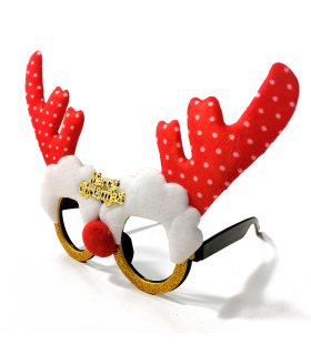 Tradineur - Gafas navideñas con diseño de reno "Merry Christmas" - Fabricado en poliéster y plástico - 14 x 22,5 cm