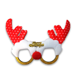 Tradineur - Gafas navideñas con diseño de reno "Merry Christmas" - Fabricado en poliéster y plástico - 14 x 22,5 cm