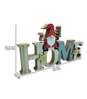 Tradineur - Letrero navideño "Home" con gnomo navideño - Fabricado en madera - Decoración para temporada navideña 