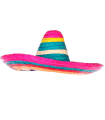 Tradineur - Clásico sombrero mexicano multicolor para jóvenes y adultos. Carnaval, halloween y celebraciones. Tamaño: 50 x 20 cm