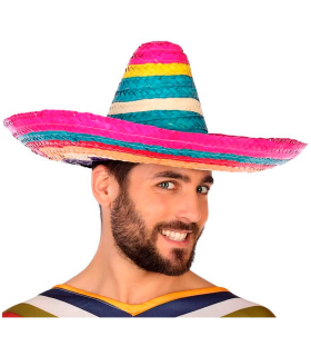 Tradineur - Clásico sombrero mexicano multicolor para jóvenes y adultos. Carnaval, halloween y celebraciones. Tamaño: 50 x 20 cm