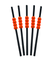 Tradineur - Pack de 10 pajitas de calabaza reutilizables, plástico, servir cócteles, bar, decoración de Halloween, carnaval, cráneos - 27,5 cm