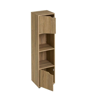 Estantería con 4 estantes y 2 puertas de madera MDF marrón 119 x 30 x 29 cm, mueble almacenamiento para oficina, dormitorio, salón, fácil de montar