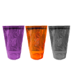 Tradineur - Pack de 3 vasos con diseño de esqueleto - Fabricado en plástico - Ideal para fiestas de Halloween - Ø 9,5 x 14 cm - Color Aleatorio