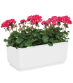 Jardinera rectangular blanca de plástico 10 x 24,7 x 13 cm, maceta, macetero, recipiente para plantas y flores, uso interior o exterior, balcón, terraza, hogar