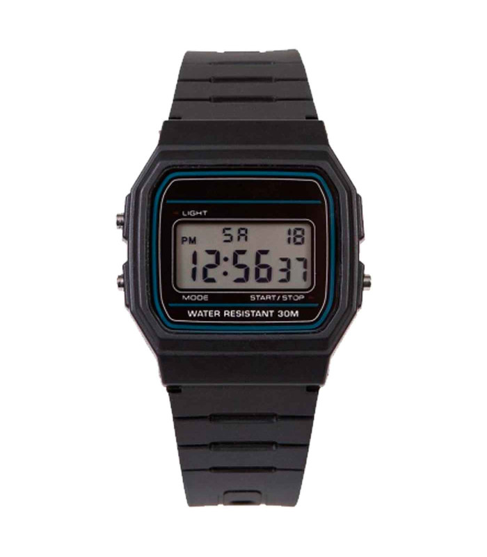 Tradineur - Reloj cuadrado digital con pantalla y marcadores de hora, minutos y segundos - Longitud de 23 mm con ventana protectora - Resistente al agua