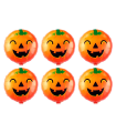 Tradineur - Pack de 6 Globos con diseño calabaza sonriente - Ideal para decoración de Halloween - 43 x 43 cm