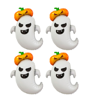 Tradineur - Pack de 4 Globos en forma de fantasma y calavera - Ideal para decoración de Halloween - 84 x 63 cm