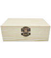 Tradineur - Caja de madera rectangular con cierre metálico, madera natural, almacenaje joyas, manualidades, decoración, 13,3 x 8,6 x 4,9 cm